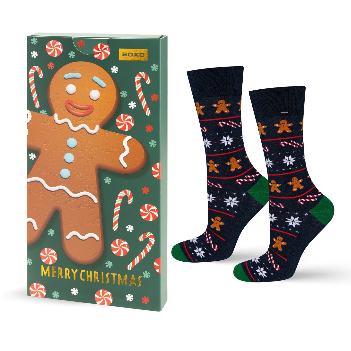 Universalios SOXO imbierinės Kalėdinės kojinės dėžutėje